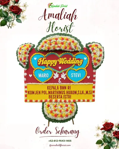 Karangan Papan Bunga Pernikahan di Negari